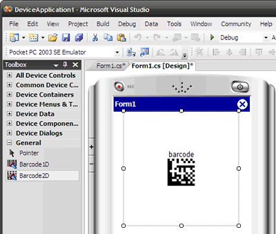 Dragging & dropping Barcode2D control from Visual Studio Toolbox