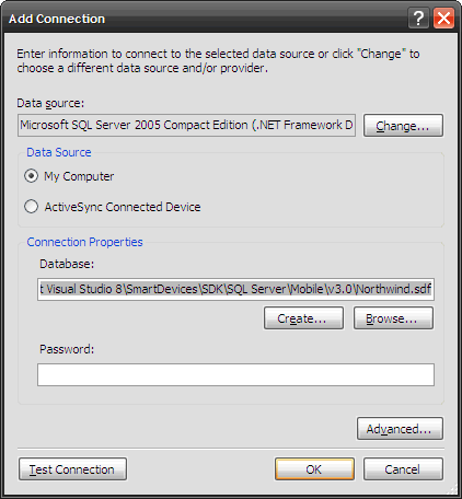 Establishing connection to Northwind database