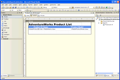 ReportProjectBarcodeProductList - Microsoft Visual Studio