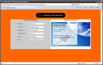 An ASP.NET AJAX Business Card Application sample.