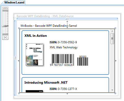 WPF Barcode DataBinding at design time in Visual Studio 2008