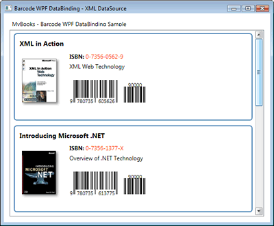 The WPF DataBinding sample featuring Barcodes