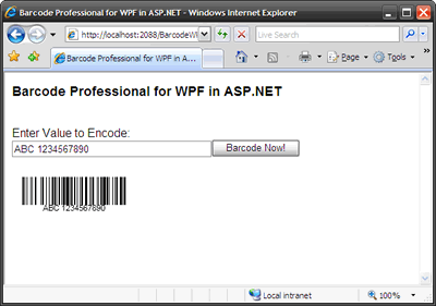 Barcode WPF in ASP.NET Web Applications (Internet Explorer Browser)