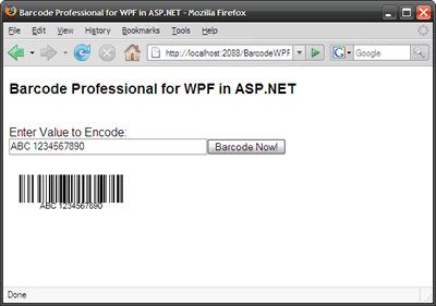 Barcode WPF in ASP.NET Web Applications (Mozilla Firefox Browser)