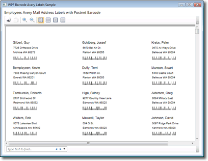 WPF Avery Address Labels featuring USPS Postnet Barcode