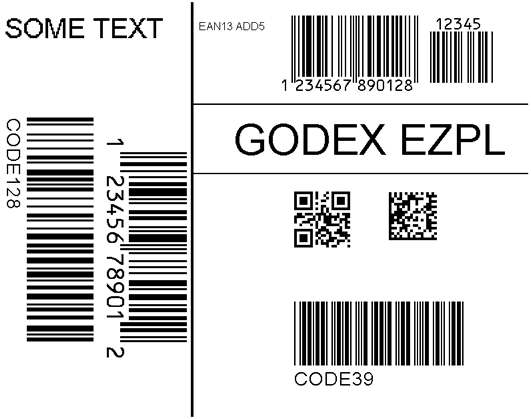 A Sample Label printed from Javascript and created by using Godex EZPL commands