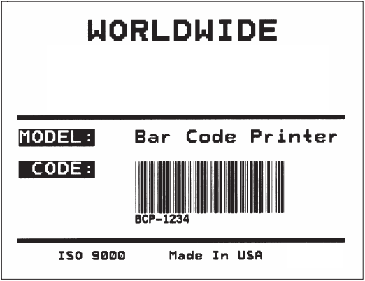 A Sample Barcode Label printed from Blazor and created by using Zebra EPL commands