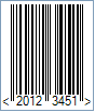 Ean 8 Barcode - Code property = 2012345, AddChecksum property = True and DisplayLightMarginIndicator property = True