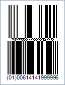 Sample of a GS1 DataBar-14 Stacked Omnidirectional/RSS-14 Stacked Omnidirectional Barcode