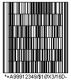 HIBC LIC CodablockF Barcode - Code property = A99912349/0#0#10X3/16D20111231/14D20200131/Q500