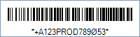 HIBC LIC 128 Barcode - Code property = A123PROD78905