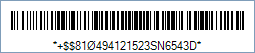 HIBC LIC 128 Barcode - Code property = 10#494121523#SN654(A123PROD78905)