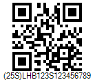 HIBC LIC QR Code Barcode - Code property = (25S)LHB123S123456789 with ISO/IEC 15434 format