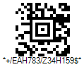 HIBC PAS Aztec Code Barcode - Code property = EAH783/Z34H159