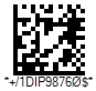 HIBC PAS DataMatrix Barcode - Code property = 1DIP98760