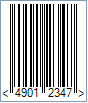 JAN-8 Barcode - Code property = 4901234, AddChecksum property = True and DisplayLightMarginIndicator property = True