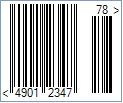 JAN-8 Barcode - Code property = 4901234, AddChecksum property = True and DisplayLightMarginIndicator property = True, EanUpcSupplement property = Digits2, and EanUpcSupplementCode property = 78