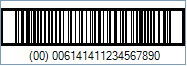 SSCC-18 Barcode - Code property = 0000614141123456789 and BearerBarStyle property = Frame and HorizontalRules