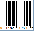 UPC-A Barcode - Code property = 01234567890, AddChecksum property = True and DisplayLightMarginIndicator property = True