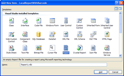 Adding a local report (RDLC) to the project
