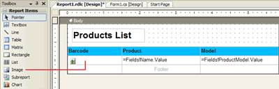 The barcode report layout