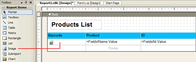 The barcode report layout