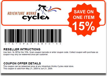 A barcode coupon sample generated and printed by using Barcode Professional SDK and PrintDocument