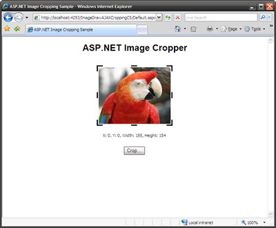 The ASP.NET Image Cropper Sample in action.
