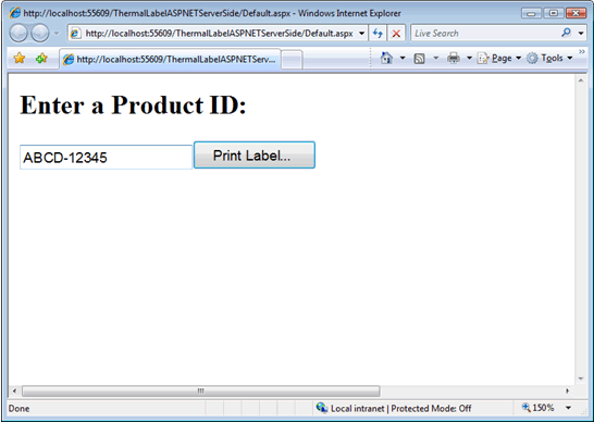 Internet Explorer - Thermal Label printing in ASP.NET Server side scenario