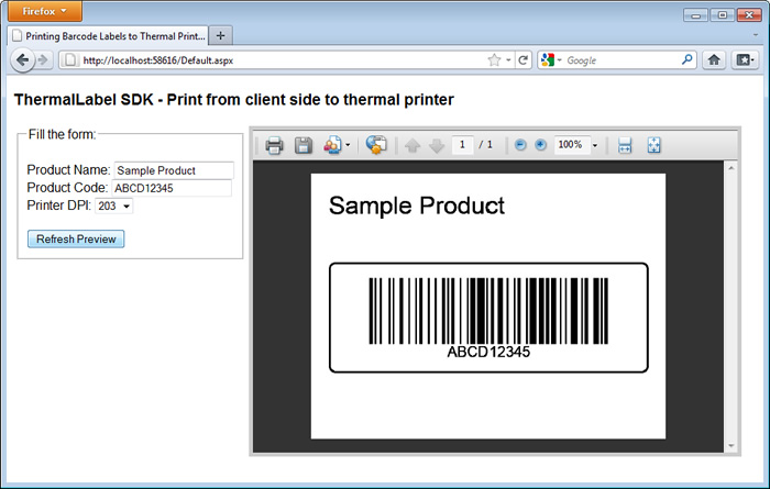 ThermalLabel SDK - Print from client side to thermal printer.